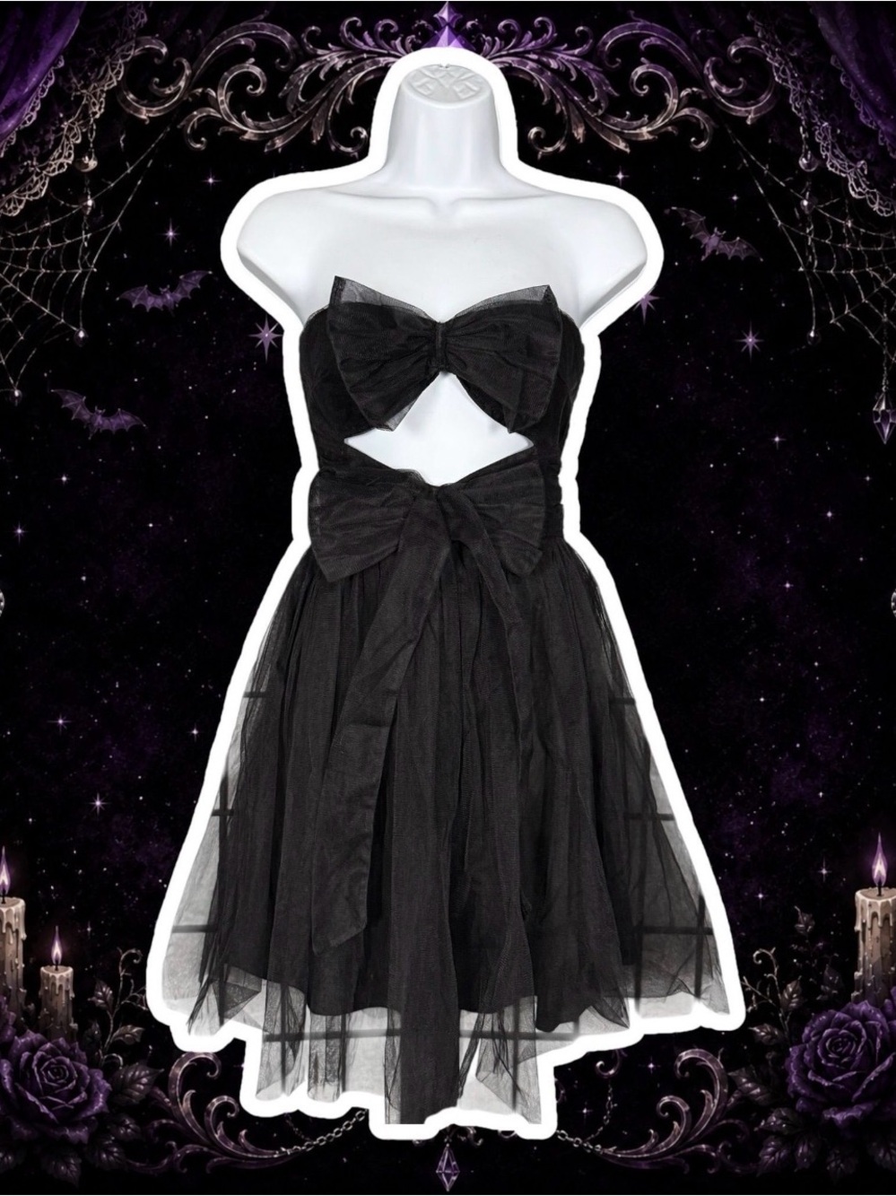 Black Bow Cutout Tulle Dress - Women Intimates & Sleepwear